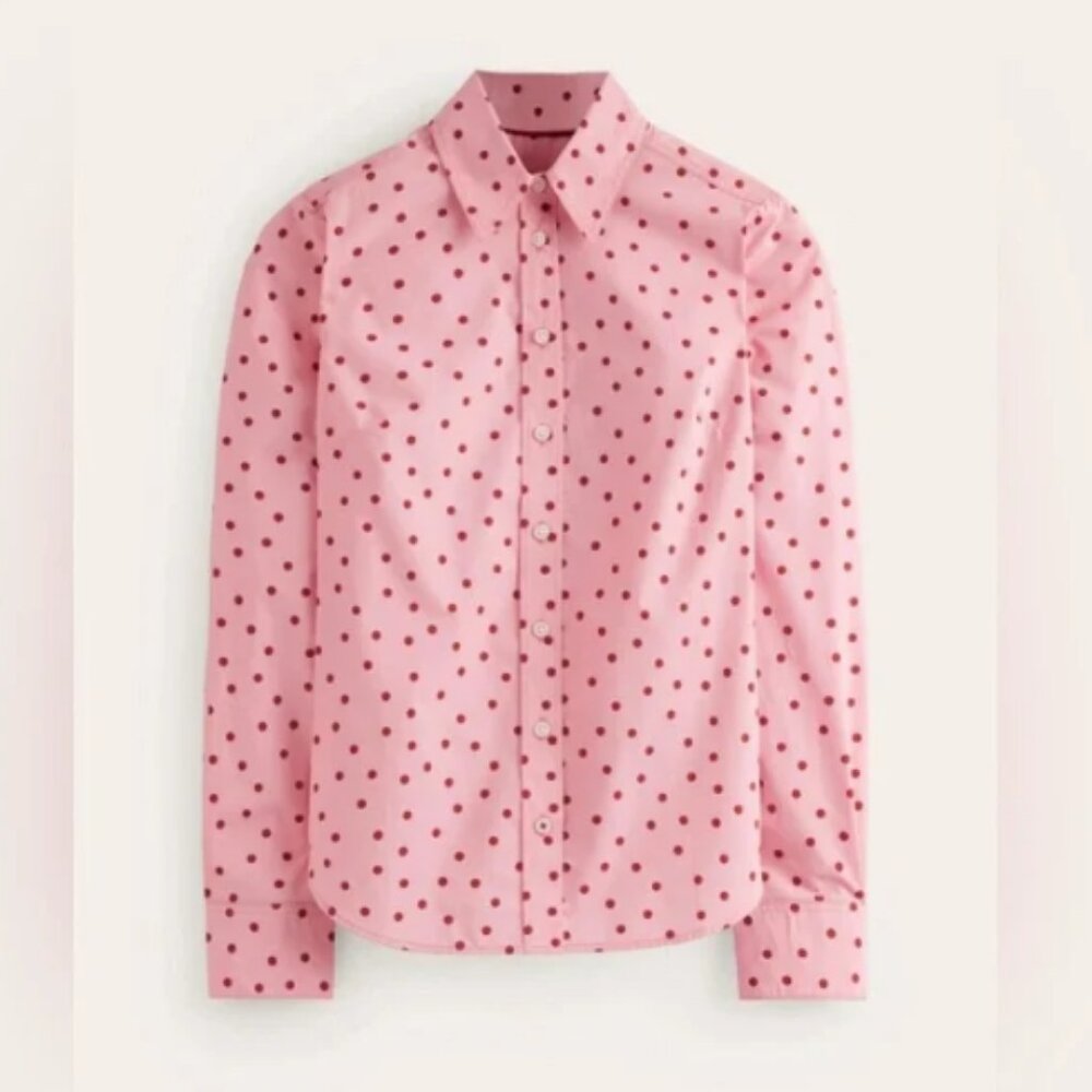 Boden Pink Polka Dot Button Down Shirt - Picture 3 of 10